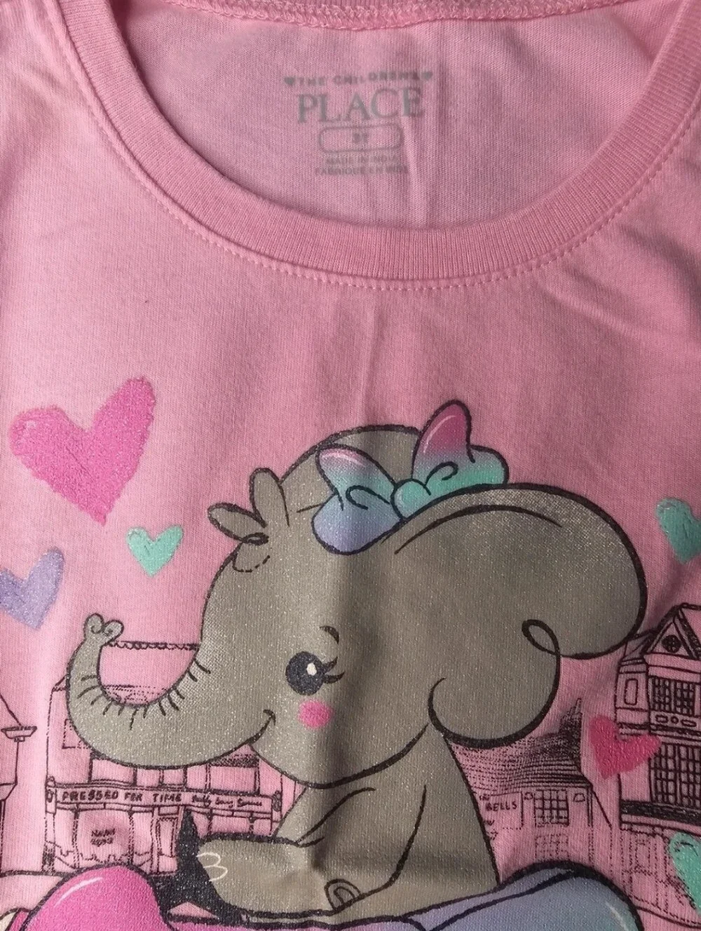 Children's Place Pink Elephant Scooter Graphic Tee for Kids 3T